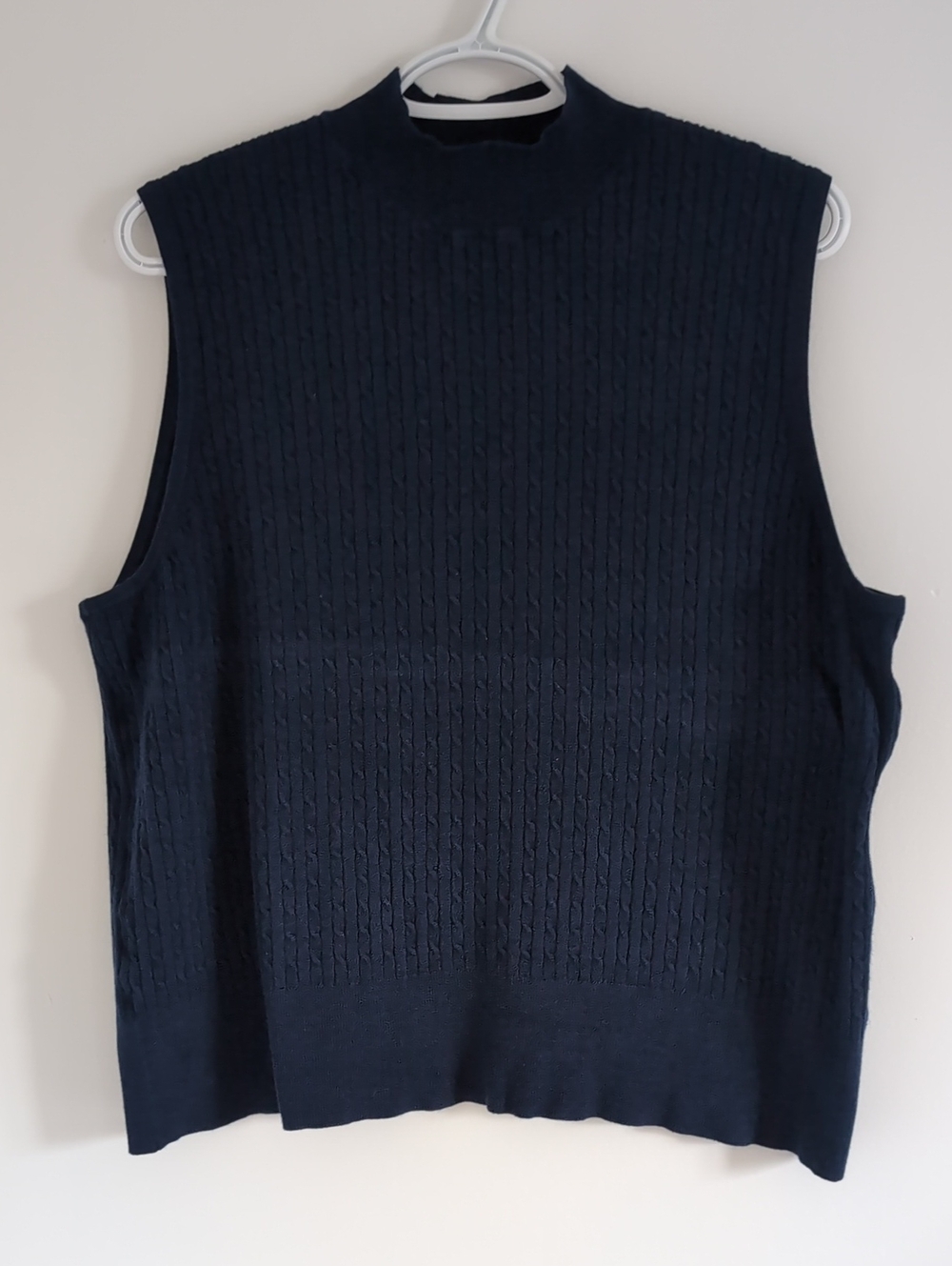 Joe Fresh Navy Sleeveless Cable Knit Mock Neck Sweater Vest